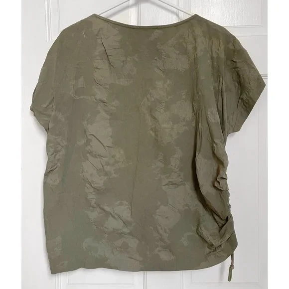 Issey Miyake Set Pants & Top Size 9 M L Green Dye Drawstring Ruching Vintage 90s - Picture 3 of 12